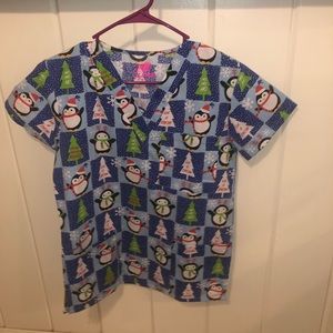 Let It Snow Holiday Scrub Top